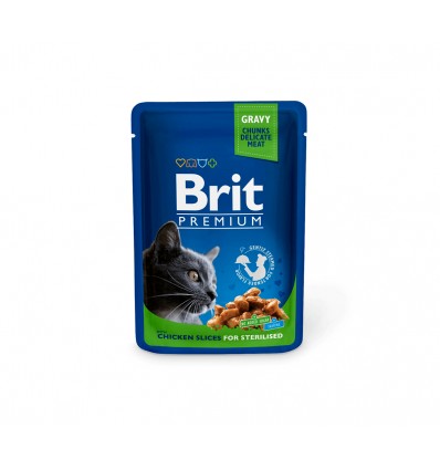 BRIT PREMIUM CHICKEN STERILISED KONSERVAI 100G KATĖMS