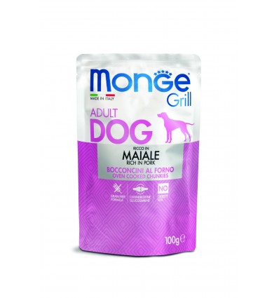 MONGE GRILL- DOG POUCHES PORK 100G ŠUNIMS